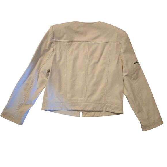 Alice + Olivia Large Lamb Leather Jacket Cream Snow Old Money Quiet Luxury - Picture 10 of 10